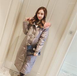 Women's Trench Coats Fashion Winter Jacket Women 2023 Grey Thick Warm Female Fur Collar Cotton Coat Parkas Plus Size 5XL Casaco WXF505