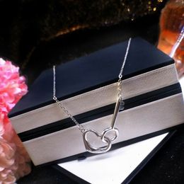 2023 lovely cute pendant Necklaces high quality long silver thin stainless steel chain heart ring key design Women necklace with dust bag and box