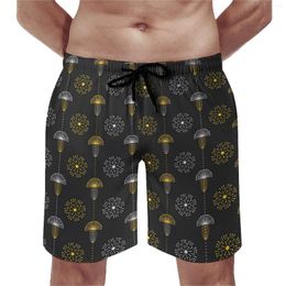 Men's Shorts Dandelion Print Gym Summer Yellow Black Funny Beach Short Pants Man Running Fast Dry Custom Swim Trunks