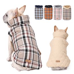 Dog Apparel Waterproof Jacket Checked Pattern Reversible Clothes for Small Medium Large Dogs Soft Warm Coat with Flexible Chest 230825