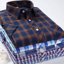 Men's Casual Shirts Cotton For Men Thin Short Sleeve Striped Cheque Shirt Summer Male Office Business Dress Plus Size S-8XL