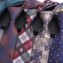 Neck Ties 11 Colours Skinny 6CM Mens Necktie Polyester Silk For Man Plaids Floral Jacquard Cravat Business Party Corbatas 2023 230824