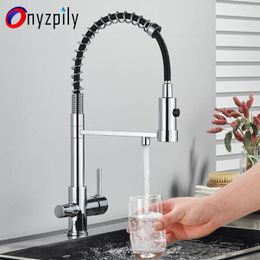 Kitchen Faucets Filtered Faucet Pure Water Pull Down Spring Taps Dual Handle Drinking Purified Mixer Deck Mount