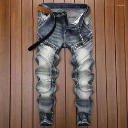 Men's Jeans 2023 Style Autumn Vintage Solid Color Classic Spring Men Slim Fit Elastic Fashion Denim Trousers Male NZ19
