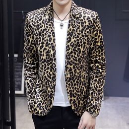 Men's Suits Blazers High Quality Blazer Men's Leopard Print Elegant Fashion Party Shopping Premium Simple Business Casual Gentleman Slim Fit Jacket 230824