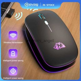 RYRA Wireless Mouse Rechargeable Bluetooth 2.4G Tri-Mode RGB Backlight Ergonomic Silent Click for PC iPad Laptop Phone smart TV HKD230825