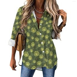 Women's Blouses Dandelion Print Blouse Cute Plants Vintage Printed Casual Female Korean Fashion Shirt Spring Long-Sleeve Oversize Top