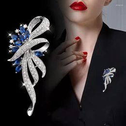 Brooches Fashion Crystal Brooch For Women Elegant Bauhinia Blue Purple Zircon Rhinestone Lapel Pin Corsage Wedding Jewellery