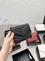 10A super original quality genuinel leather Triple Fold wallet womens luxurys designers wallet classic Quilting Purse card holder passport holde wallet with box