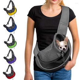 Cat Carriers Pet Dog Sling Carrier Breathable Travel Safe Bag Puppy Kitten Outdoor Mesh Oxford Single Comfort Handbag Tote Pouch