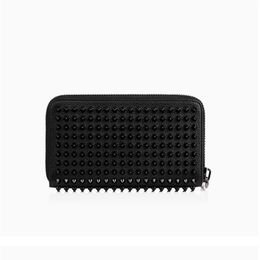 luxurys Spiked Clutch bags Women men Wallets Patent Real Leather Mixed Colour Rivets bag Clutches Lady Long Purses with Spikes253i
