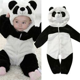 Footies 0-36months Newborn Baby Clothes Keep Warm Winter Jumpsuits Overall Panda Animal Hooded Rompers Baby Boy Romper Baby Girl PajamasHKD230701