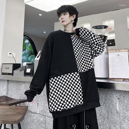 Men's Hoodies SYUHGFA Men Clothing Long Sleeve Contrast Colour Round Neck Pullover Highend Male Niche Personality Top Trend Korean