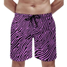 Men's Shorts Board Rosa Zebra Classic Swim Trunks Purple And Black Stripes Male Quick Drying Sportswear Large Size Beach