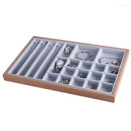 Jewellery Pouches Solid Wood Counter Ring Tray Necklace Bracelet Display See Pallet 16/40 Compartment Storage Box Wooden