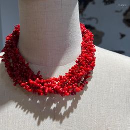 Choker Original Temperament Entry Lux Court Retro Fun Multi-Layer Design Necklace Dark Red Sweater Chain