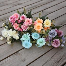 Decorative Flowers 7 Forks/Bouquet Artificial Flower Silk Azalea Fake Plant Home Decor Wedding Decoration