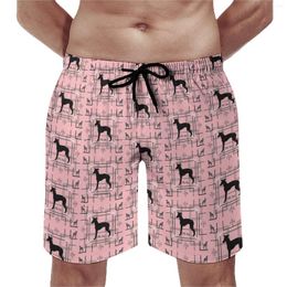 Men's Shorts Board Black Dog Print Classic Beach Trunks Animal Men Fast Dry Sports Plus Size Short Pants