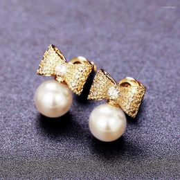 Stud Earrings CAOSHI Elegant Sweet Lady Simulated Pearl Exquisite Shiny Zirconia Accessories For Women Bridal Wedding Jewellery