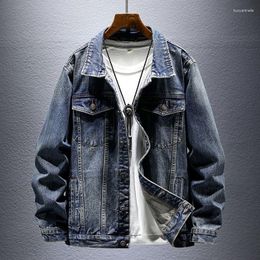 Men's Jackets Vintage Denim Jacket For Autumn And Winter 2023 Oversized Loose Washed Old Outerwear