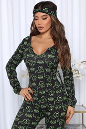 Womens Jumpsuits Rompers Halloween Ghost Digital Printing Jumpsuit Home Wear Leisure Pants in Europe and The United States Cos Clothing 230824