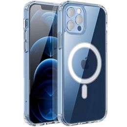 Magsafe magnetic mobile phone case suitable for new iPhone 15 transparent acrylic 13pro all-inclusive iPhone 12 hard case