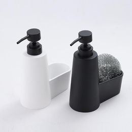 Liquid Soap Dispenser Kitchen Set Large Capacity Hand Sanitizer Bottle With Stainless Steel Scrubber Countertop Organiser