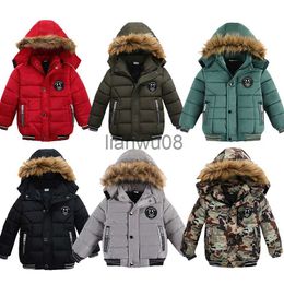 Down Coat 26T Children Snowsuit Kids Pocket Cotton Padded Outerwear Baby Christmas Clothes Boy Thickened Fashion Coat Outdoor Warm Jacket x0825