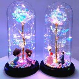 Other Event Party Supplies Wedding Decoration Eternal Rose LED Light Foil Flower In Glass Cover Valentines Day Gift Baby Shower Gift Birthday Party Favors 230824