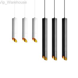 Cylinder Dimmable LED Pendant Lights Long Tube Lamps Kitchen Dining Room Shop Bar Decoration Cord Pendant Lamp Background Lights HKD230825