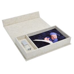 Other Event Party Supplies Linen Po Print Box With USB Flash Drive Slot 230824