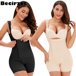 Waist Tummy Shaper Underbust Lift Bodysuit Women Shapewear Romper Body Zip Control Belly Sheath Cincher Black 230825