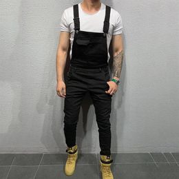 Jeans Trousers Overalls 6 Colors Fashionable Men Suspenders Denim Brand Hip Hop Fashion Jumpsuit Men's214z
