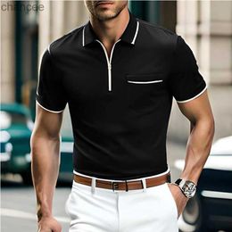 New Men's Solid Color Polo Shirt Short Sleeve Lapel Zipper Polo Shirt Men's Casual Street Wear Summer Men's Top HKD230825