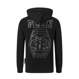 PLEIN BEAR Brand Men's Hoodies & Sweatshirts Warm Thick Sweatshirt Hip-Hop Loose Characteristic Personality PP Skull Pullover Rhinestone Luxury Men's Hoodie 2073