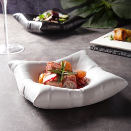 Dishes Plates products pillows plates INS creative white highend el square plate ceramic cold dish artistic conception tableware 230825