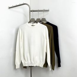 Men's Sweaters Top Quality Lightweight Sweater Cotton Stretch Fleece Ghost Piece Garment Dyed Knit Crewneck