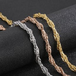 Hip-hop Jewellery Stainless Steel Twist Chain Link Necklace For Mens Women 6mm 24inch Silver/ Gold/ Rose Gold Nice XMAS Gifts For Father .Friends.Boyfriends Husbands