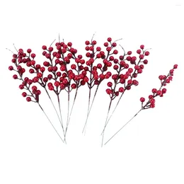 Decorative Flowers 10Pcs Simulation Plants Berry Garland Decor Artificial Red Flower For Xmas
