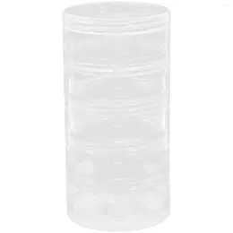 Dinnerware 5 Layer Big Cylinder Stackable Transparent Round Plastic Cosmetics Jewellery Beads Sewing Storage Container Box