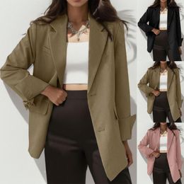 Women's Suits Women Spring Summer Casual Simple Fashion Solid Color Button Cardigan Pocket Suit Jacket Long Rain Coat For