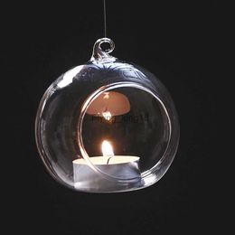 Brand 1PC Hanging Tealight Holder Glass ORB Terrarium Glass Globe Candle Holder Candlestick Wedding Bar Decor HKD230825