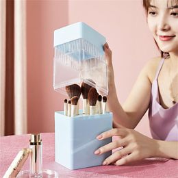 Storage Boxes Makeup Brush Holder 12 Hole Ventilation Breathable Organiser Beauty Box White Blue