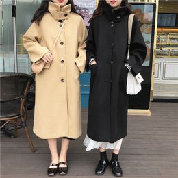 Womens Wool Blends Women Winter Thick Long Woollen Coat Turtleneck Overcoat Pockets Plus Size Vintage Manteau Femme Hiver Abrigos Mujer Elegante 230824