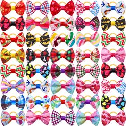 Cat Costumes 40pcs Pet Accessories Dog Hair bows Fashion Cute Bows Rubber Bands Collar Decoration for 230825