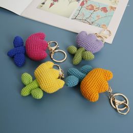 Keychains Hand-woven Tulip Pendant High-quality Wool Crocheted Plant Key Chain Flower Chartered Car Ring Charm Gift