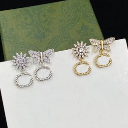 earrings designer for women gold earrings Letter Diamond earrings designer charm earrings Brass Fashion Jewelry Supply designer jewelry earrings