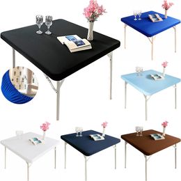 Table Cloth Solid Color Square Tablecloth Elastic Edge Fitted Dining Table Decoration Accessorie Waterproof Polyester Table Cloth Home Decor 230824