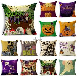 Fashion Happy Halloween Cartoon Patterns Pumpkin Ghost Linen Throw Pillowcase Decorative Cushion Cover For Sofa Livingroom Party HKD230825 HKD230825