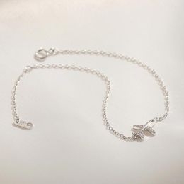 Link Bracelets Silver Colour Inlaid Zircon Aeroplane For Women Simple Design Aircraft Bracelet Summer Jewellery Gift